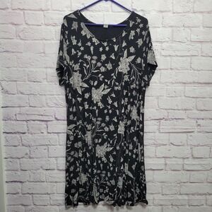 Old Navy Dress Size XXL Black White Floral Rayon Blend Flowy Comfy Loose Fit